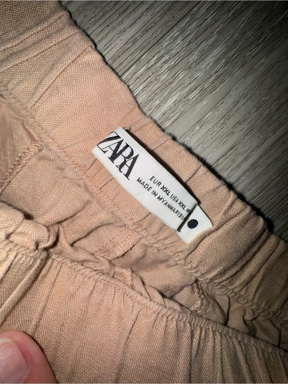 Zara Peach Wide-Leg Linen-Blend Pants